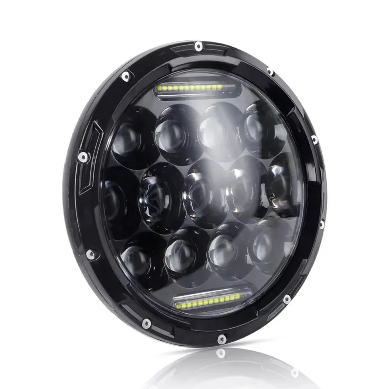 Универсален 7 инча 18см ЛЕД LED фар лампа халоген 12V-24V къси/дълги с DRL дневни светлини бяло 4000lm за АТВ джип мотоциклет камион трактор и др. - 8