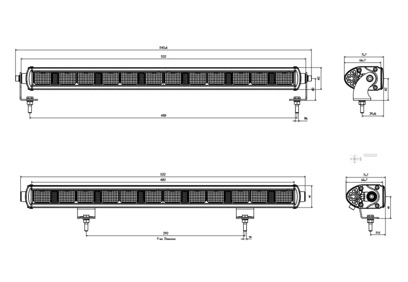 52 См LED Лед Бар с Насоченa SPOT Светлина, Три Функции, Е-Mark, 60W, 4800lm, 12V-24V, Автомобил, АТВ, Джип, 4х4, SUV, Offroad, Камион,Ролбар - 0