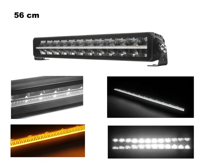 56 cm / 22 Инча 12V - 24V Led Bar Лед Бар Пиано дизайн Диоден Прожектор Супер Мощен Бяла и Оранжева Светлина Габарит Мъгла Блиц Високо Качество Ново Поколение 10900LM - 0