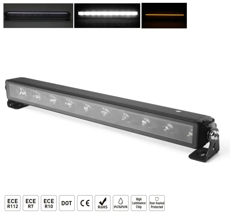 54.5 cm / 22 Инча 12V - 24V Висококачествен Led Bar Лед Бар Диоден Прожектор с бяла и оранжева габаритна светлина DRL мъгла 60W 8500LM - 3
