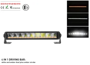 35.5 см Висококачествен 4 в 1 Led Bar Лед Бар Диоден Прожектор DRL с бяла габаритна светлина и оранжева аварийна блиц 50W 2100LM