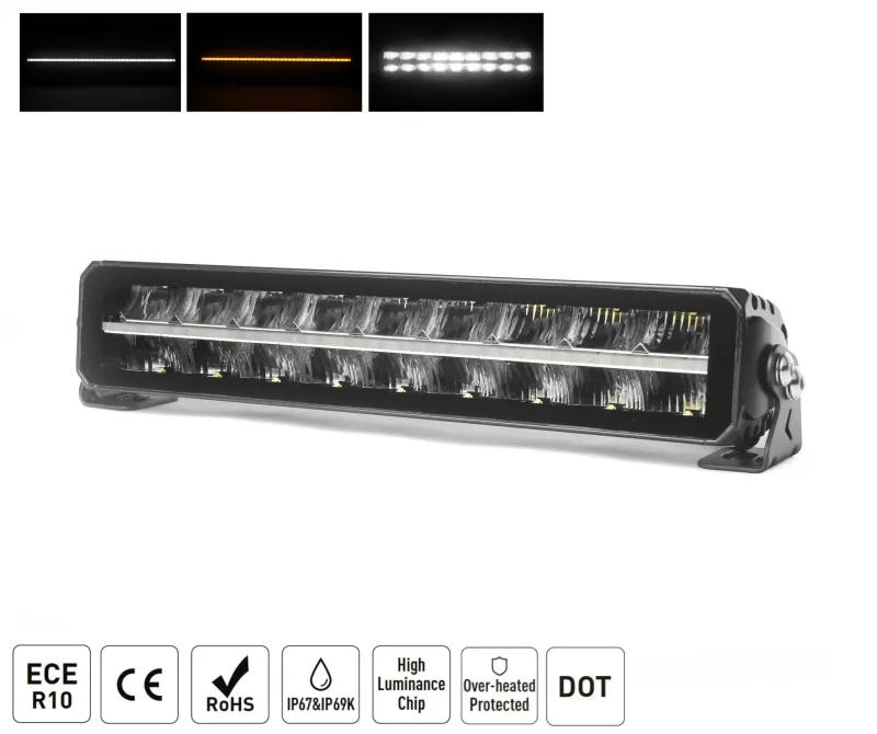 42.8 cm / 17 Инча 12V - 24V Led Bar Лед Бар Пиано дизайн Диоден Прожектор Супер Мощен Бяла и Оранжева Светлина Габарит Мъгла DRL Високо Качество Ново Поколение 9000LM 70W - 0