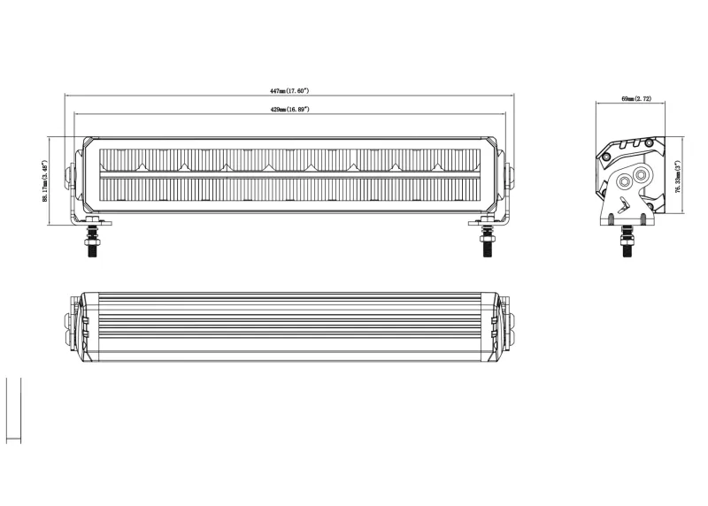 42.8 cm / 17 Инча 12V - 24V Led Bar Лед Бар Пиано дизайн Диоден Прожектор Супер Мощен Бяла и Оранжева Светлина Габарит Мъгла DRL Високо Качество Ново Поколение 9000LM 70W - 8