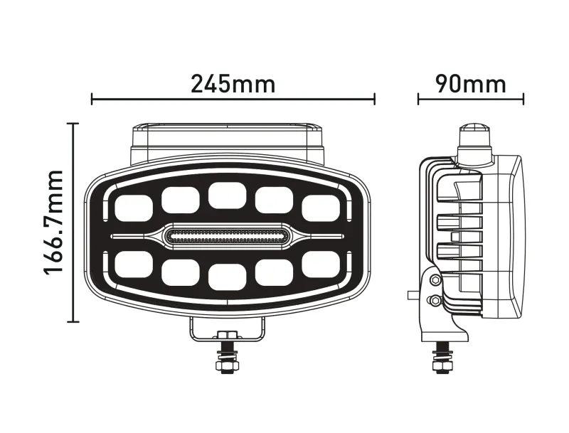 LED Халоген Фар 3 Функции DRL бяла/оранжева светлина с 360° аварийна лампа с 4 функции на премигане 12-24V за джип камион агротехника и др. - 5