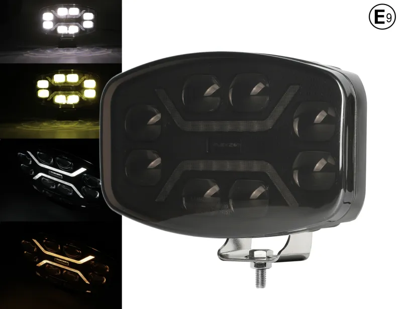 LED Халоген Фар DRL бяла/жълта светлина - Опушен - 12-24V за джип, камион, агротехника и др. - 15