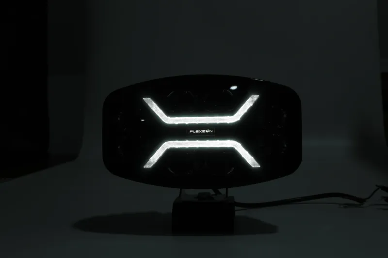 LED Халоген Фар DRL бяла/жълта светлина - Опушен - 12-24V за джип, камион, агротехника и др. - 3