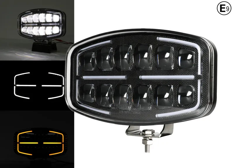 LED Халоген Фар DRL бяла/жълта светлина - 12-24V за джип, камион, агротехника и др. - 18