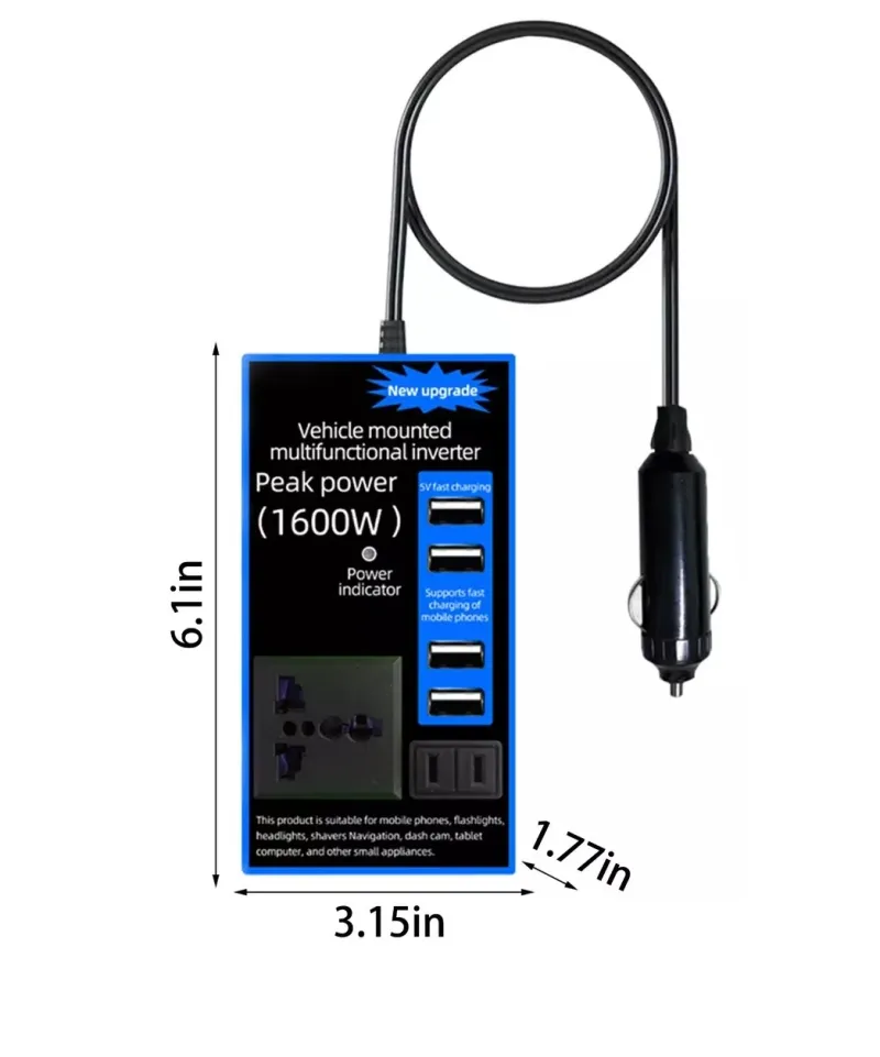Мултифункционален Инвертор преобразувател на напрежение от 12V на 220V - 1600W - 2