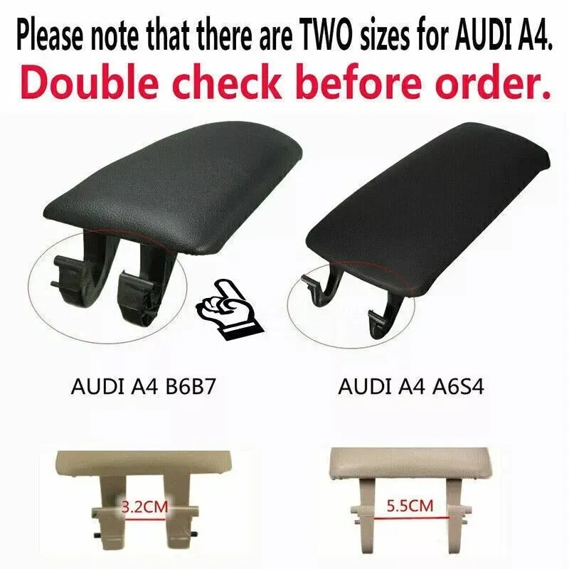Капак за Подлакътник Audi Ауди A4 B6/B7 2001–2008 с черно кожено покритие - 3