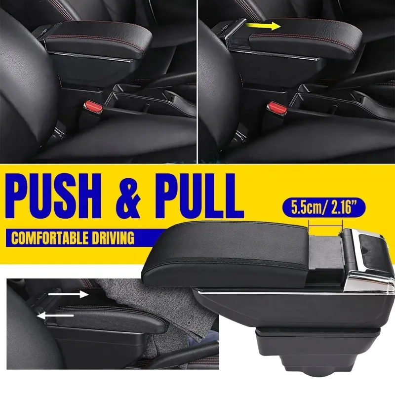 Подлакътник барче за Opel Astra J 2009–2018 MK4 - Еко кожа – Черен - 4