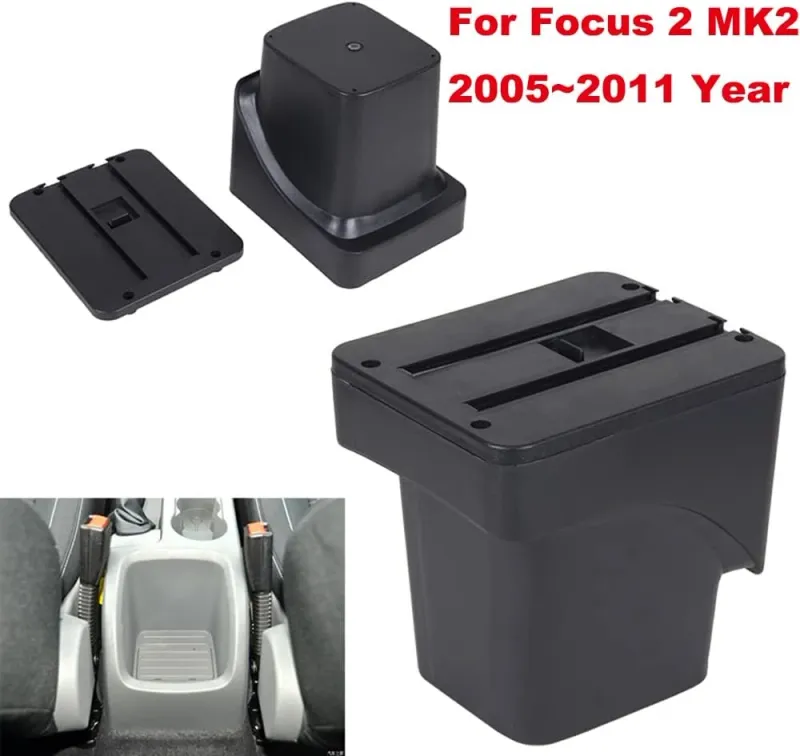 Подлакътник барче за Ford Focus MK2 2005–2011 - Еко кожа – Черен - 3