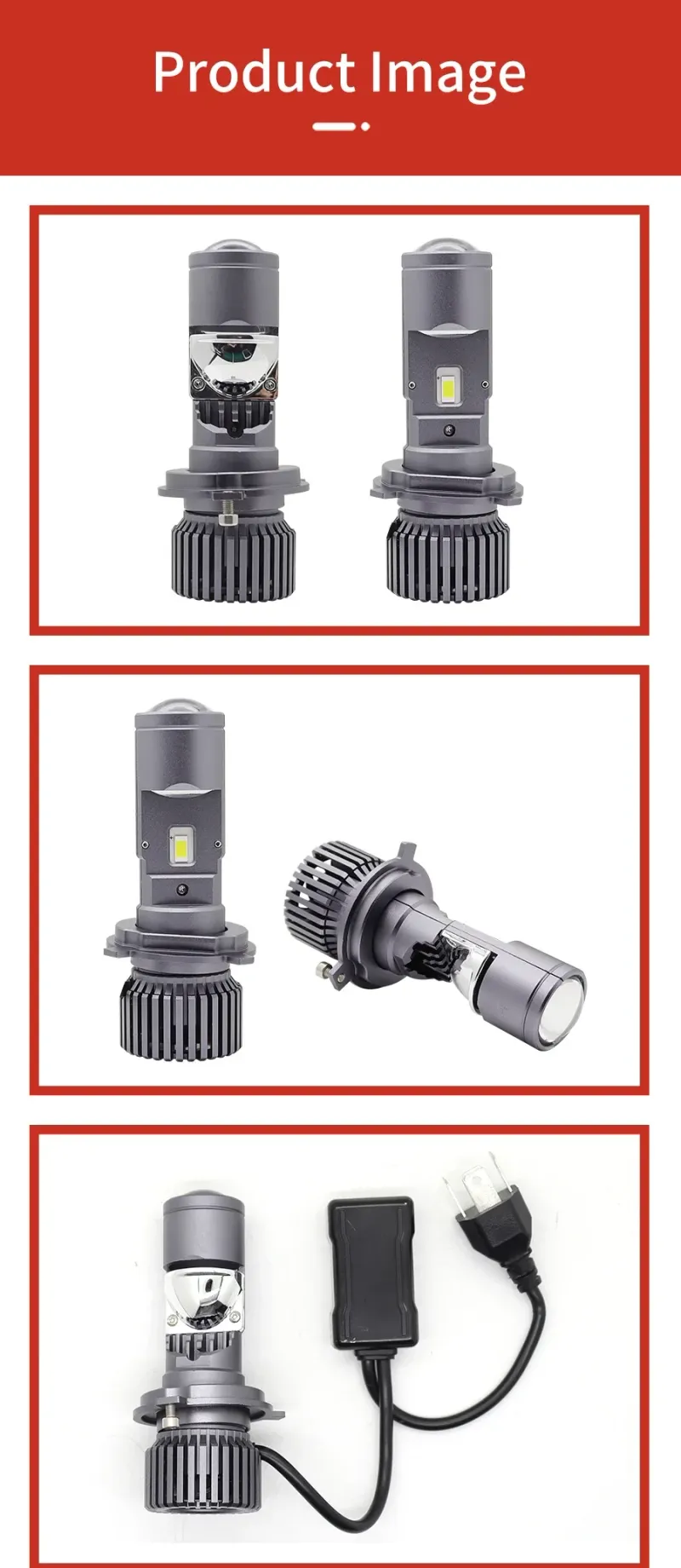 Комплект от 2 броя LED ЛЕД диодни крушки с лупа H4 Х4 12V - 24V 80W 12000LM за фарове Canbus без грешки 6000К-6500К къси/дълги - 12