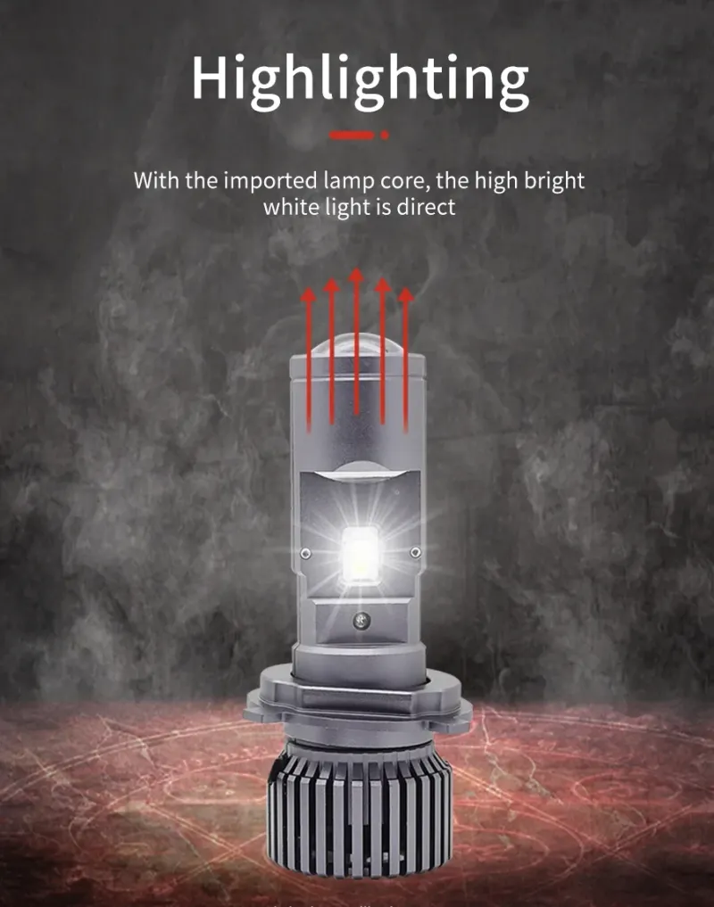 Комплект от 2 броя LED ЛЕД диодни крушки с лупа H4 Х4 12V - 24V 80W 12000LM за фарове Canbus без грешки 6000К-6500К къси/дълги - 13