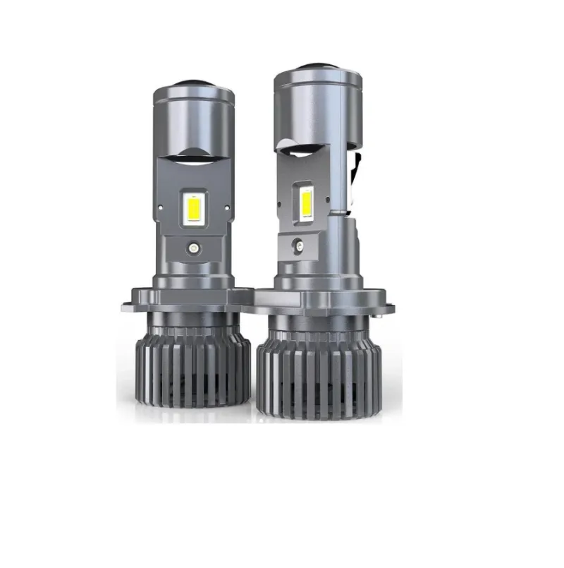 Комплект от 2 броя LED ЛЕД диодни крушки с лупа H4 Х4 12V - 24V 80W 12000LM за фарове Canbus без грешки 6000К-6500К къси/дълги - 7