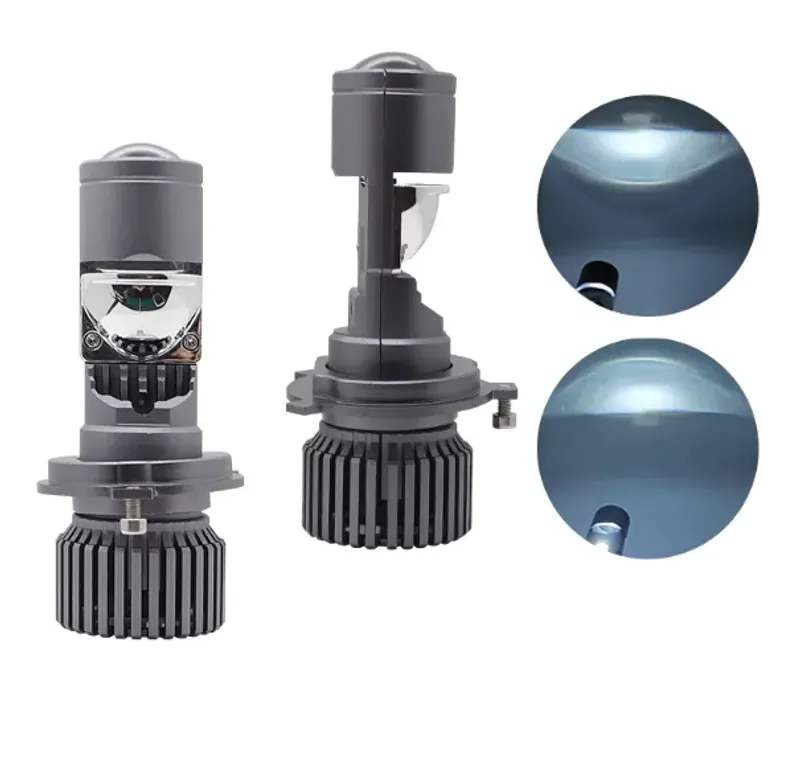 Комплект от 2 броя LED ЛЕД диодни крушки с лупа H4 Х4 12V - 24V 80W 12000LM за фарове Canbus без грешки 6000К-6500К къси/дълги - 8
