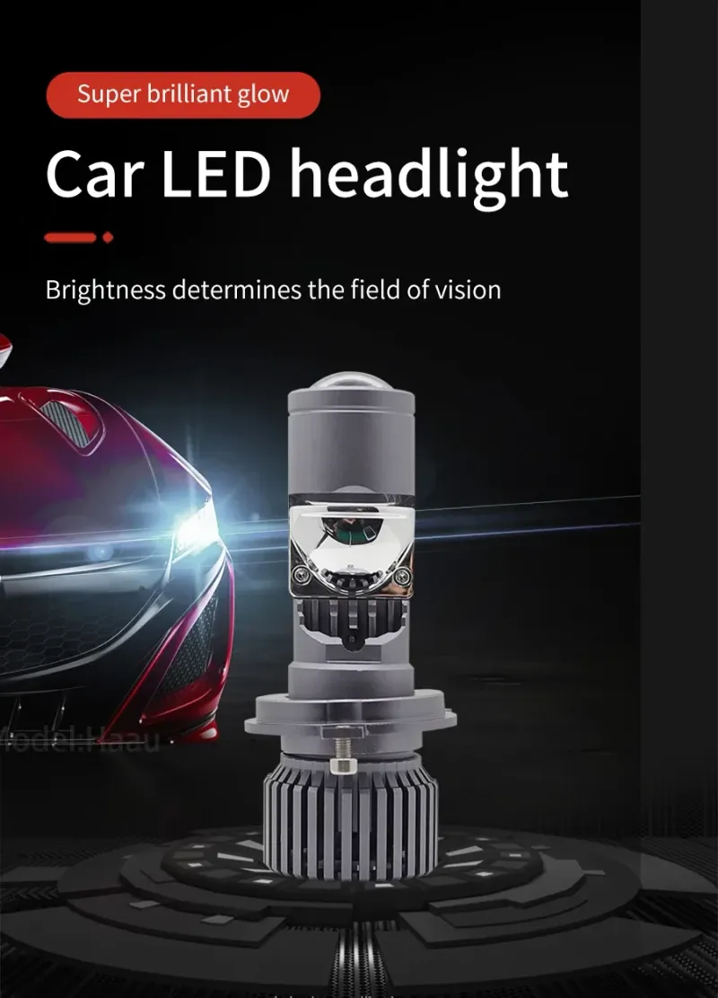 Комплект от 2 броя LED ЛЕД диодни крушки с лупа H4 Х4 12V - 24V 80W 12000LM за фарове Canbus без грешки 6000К-6500К къси/дълги - 9