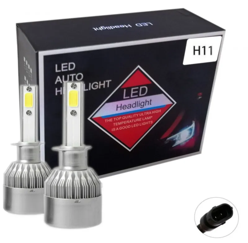 Комплект от 2 броя LED ЛЕД диодни крушки за фар халоген H11 / H8 / H9 12V 36W - 0