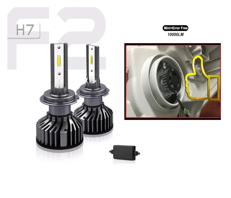 Комплект Умалени Мини Лед Led Диодни Крушки H7 Х7 12V 24V 72W 10000lm За Фарове Can Bus без Грешки - 0