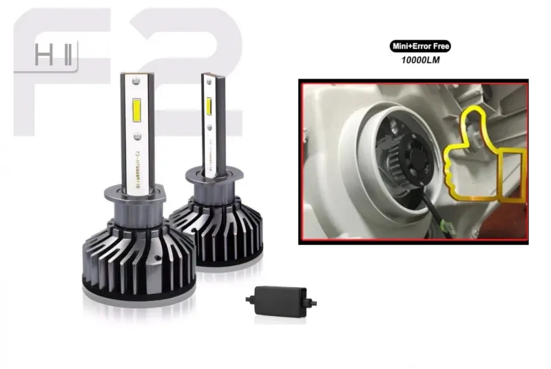 Комплект Умалени Мини Лед Led Диодни Крушки H8 H9 H11 Х8 Х9 Х11 12V 24V 72W 10000lm За Фарове Can Bus без Грешки - 3