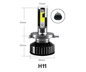 Комплект Умалени Мини Лед Led Диодни Крушки H8 H9 H11 Х8 Х9 Х11 12V 24V 72W 10000lm За Фарове Can Bus без Грешки
