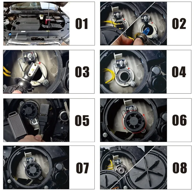Комплект Умалени Мини Лед Led Диодни Крушки F2 H3 12V 24V 72W 10000lm За Фарове Can Bus без Грешки - 2