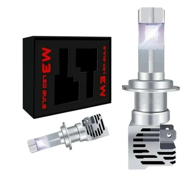 Комплект Умалени Мини Лед Led Диодни Крушки М3 H7 Х7 12V 24V 50W 5000lm за Трактори Мотоциклети Мотори Автомобили - 1