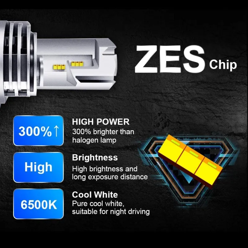 Комплект Умалени Мини Лед Led Диодни Крушки М3 H4 Х4 9V 12V 24V 50W 5000lm за фарове - 11