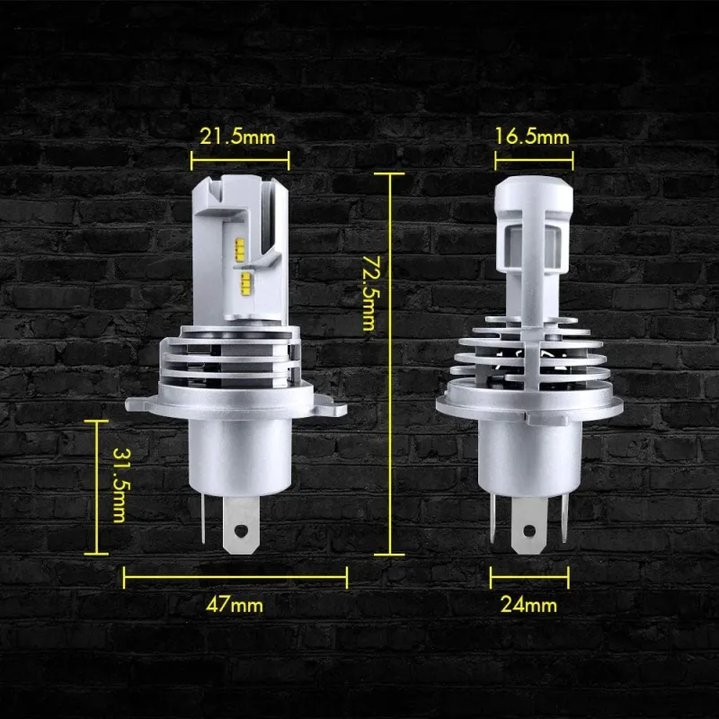 Комплект Умалени Мини Лед Led Диодни Крушки М3 H4 Х4 9V 12V 24V 50W 5000lm за фарове - 5