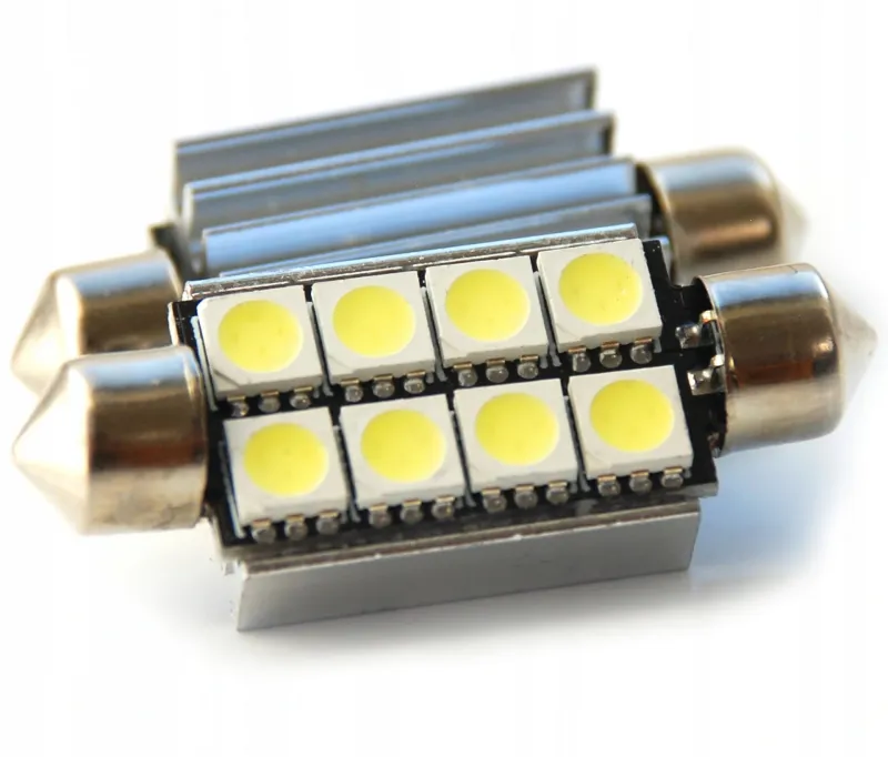 Комплект от 2 броя LED Лед Диодни Крушки 8 SMD 31мм 12V Бяла Светлина в блистер - 3
