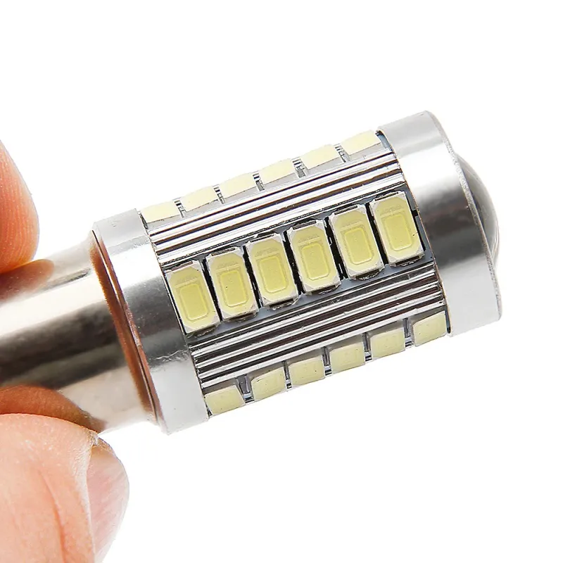 LED Лед Крушки, 33 SMD, С Лупа, BA15S 1156 (P21W), BAU15S 1156 (PY21W), 12V, Бяла, Оранжева, Червена Светлина - 2