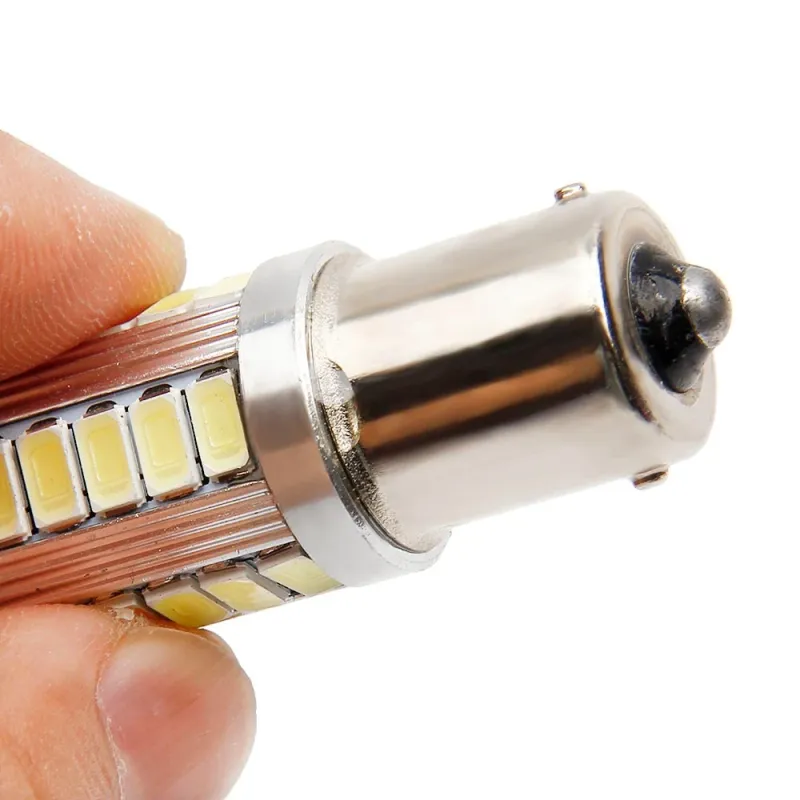 LED Лед Крушки, 33 SMD, С Лупа, BA15S 1156 (P21W), BAU15S 1156 (PY21W), 12V, Бяла, Оранжева, Червена Светлина - 3