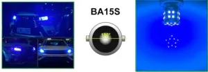 LED Лед Крушки, 30 SMD, BA15S 1156 (P21W), Срещуположни пинове (180°), Opposite, 12V, Синя Светлина