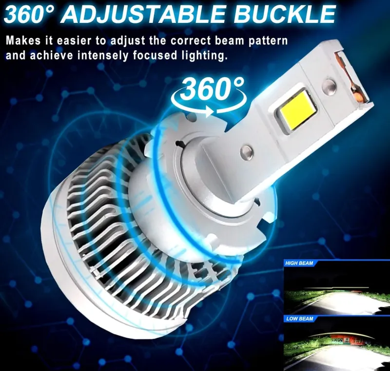 Комплект от 2 броя LED ЛЕД диодни крушки D2S за xenon 12-24V 50000lm Canbus без грешки 6000K - 3