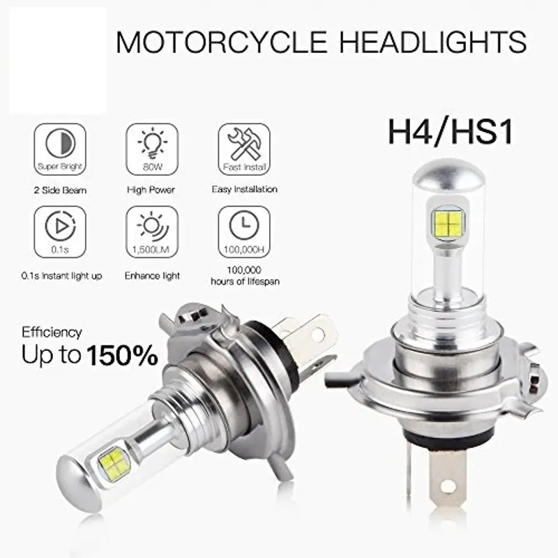 Комплект от 2 броя ЛЕД LED крушки за фарове H4 Х4 HS1 12V-24V Бели 6000k - 5