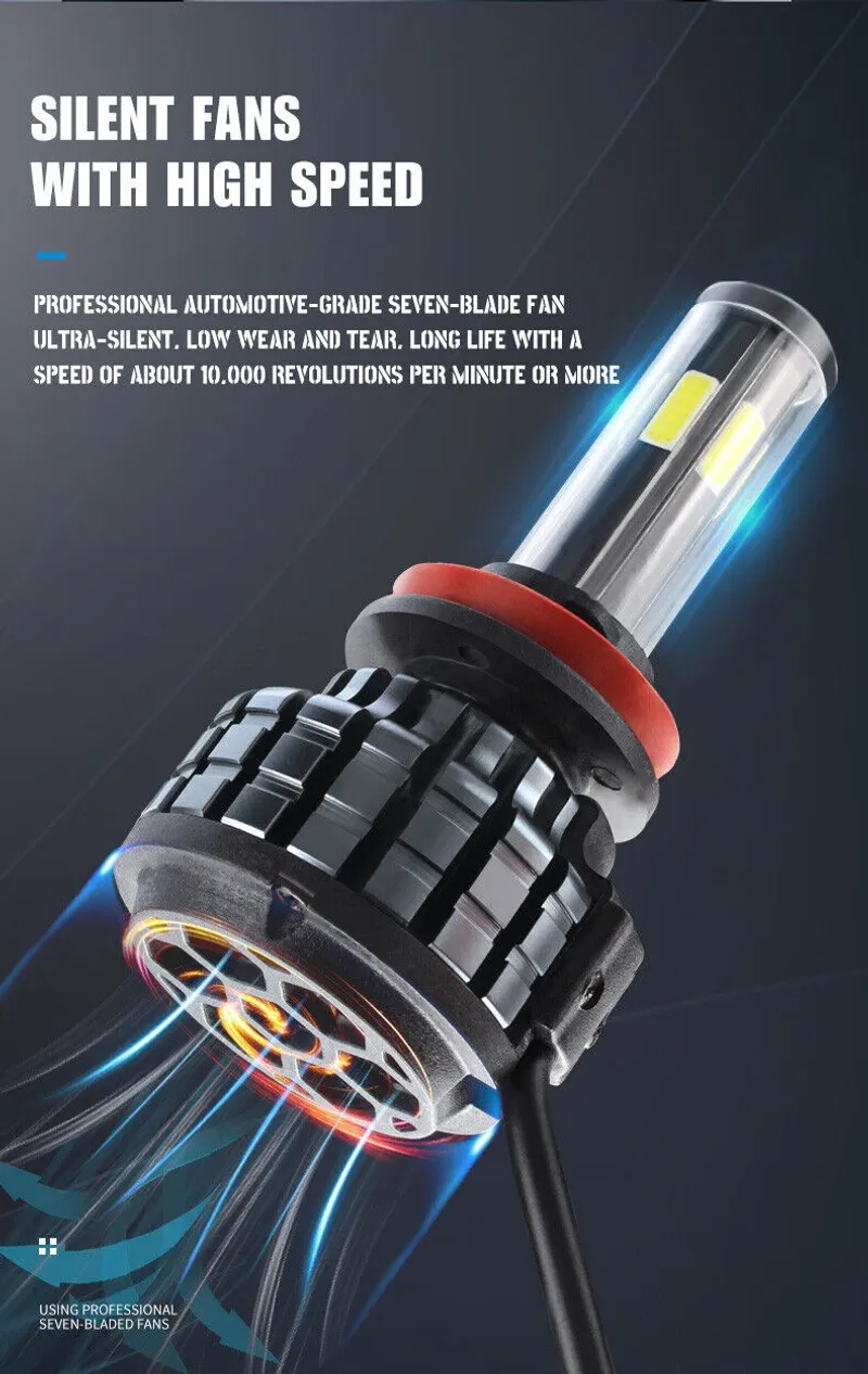 Комплект 360° градуса COB LED ЛЕД диодни крушки H7 Х7 12V 80W 16000 lm за фарове Canbus без грешки - 1