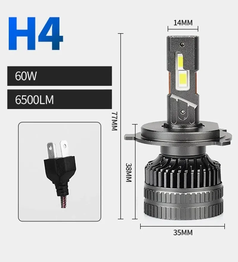Комплект от 2 броя LED ЛЕД диодни крушки H4 Х4 12V 120W 13000lm за фарове Canbus без грешки 6000К къси/дълги - 7