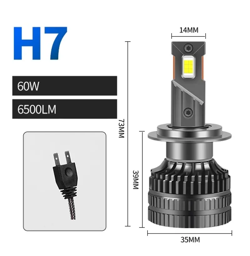 Комплект от 2 броя LED ЛЕД диодни крушки H7 Х7 12V 120W 13000lm за фарове Canbus без грешки 6000К - 7