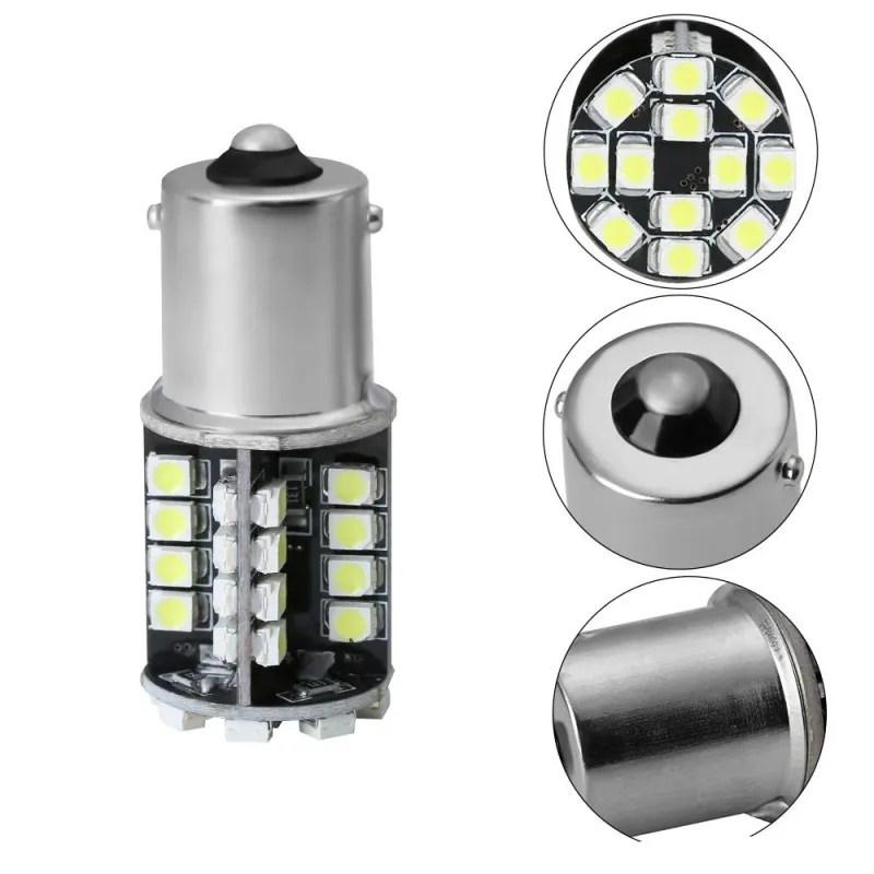 LED Лед Крушки, Мигач, 44 SMD, Canbus, 1156 (P21W), 12V, Оранжева, Жълта Светлина - 2