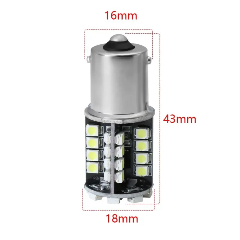 LED Лед Крушки, Стоп, 44 SMD, Canbus, 1156 (P21W), 12V, Червена Светлина - 8