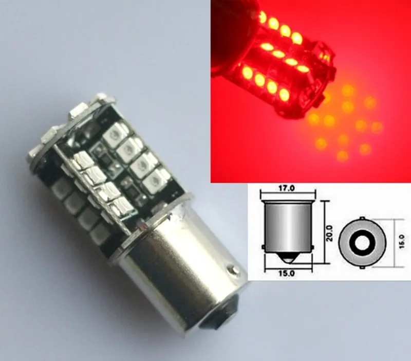LED Лед Крушки, Стоп, 44 SMD, Canbus, 1156 (P21W), 12V, Червена Светлина - 9