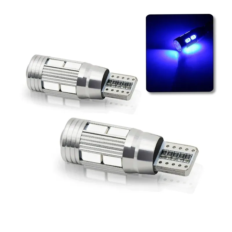 Лед Крушка За Габарит Т10 W5W LED 10 SMD, Canbus, 12V Синя Светлина - 1
