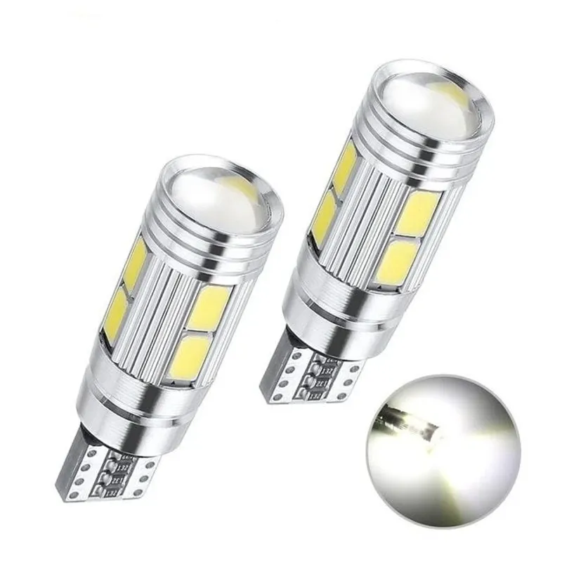 Лед LED Крушка За Габарит, Т10 W5W LED 10 SMD, Canbus, 12V, Бяла Светлина - 2