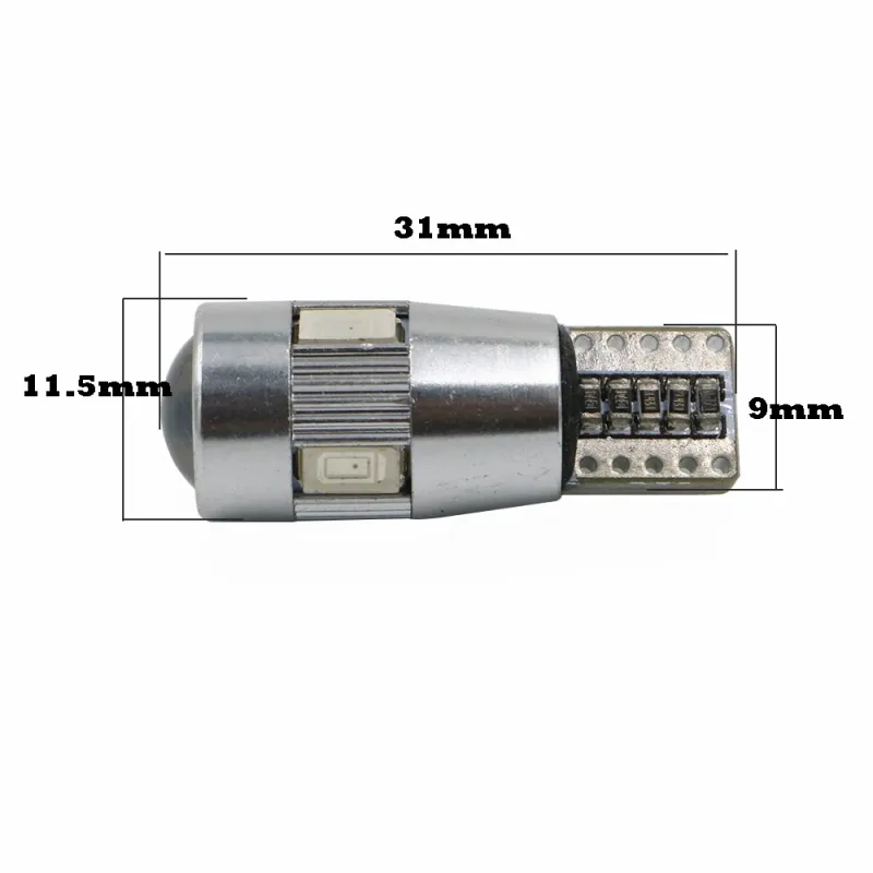 Лед Крушки За Габарит, Т10 W5W LED 6 SMD, Canbus, 12V, Синя Светлина - 1