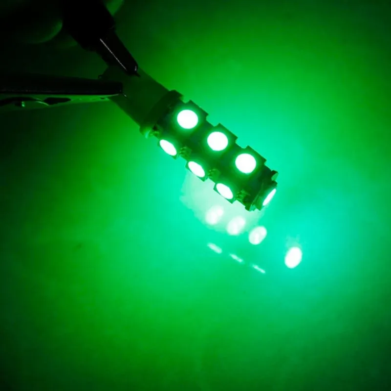 LED Лед Диодни Крушки За Габарит, Т10 W5W, 13 SMD, 12V, Зелена, Canbus - Error free , Без грешки - 2