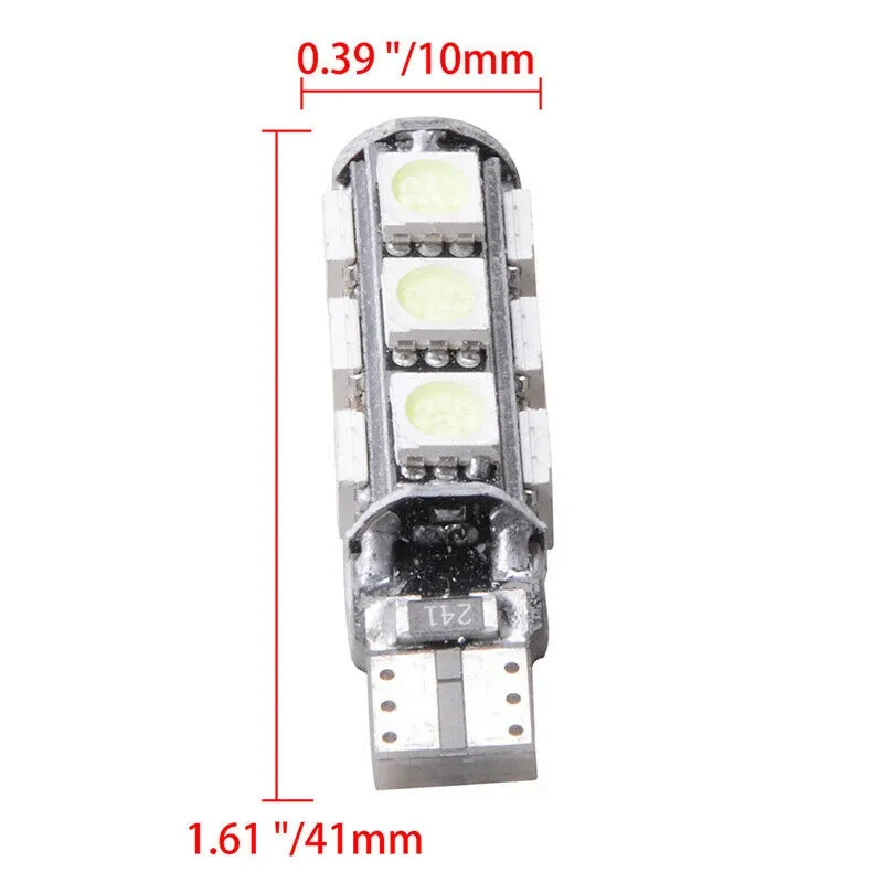 LED Лед Диодни Крушки За Габарит, Т10 W5W, 13 SMD, 12V, Червена, Canbus - Error free , Без грешки - 1