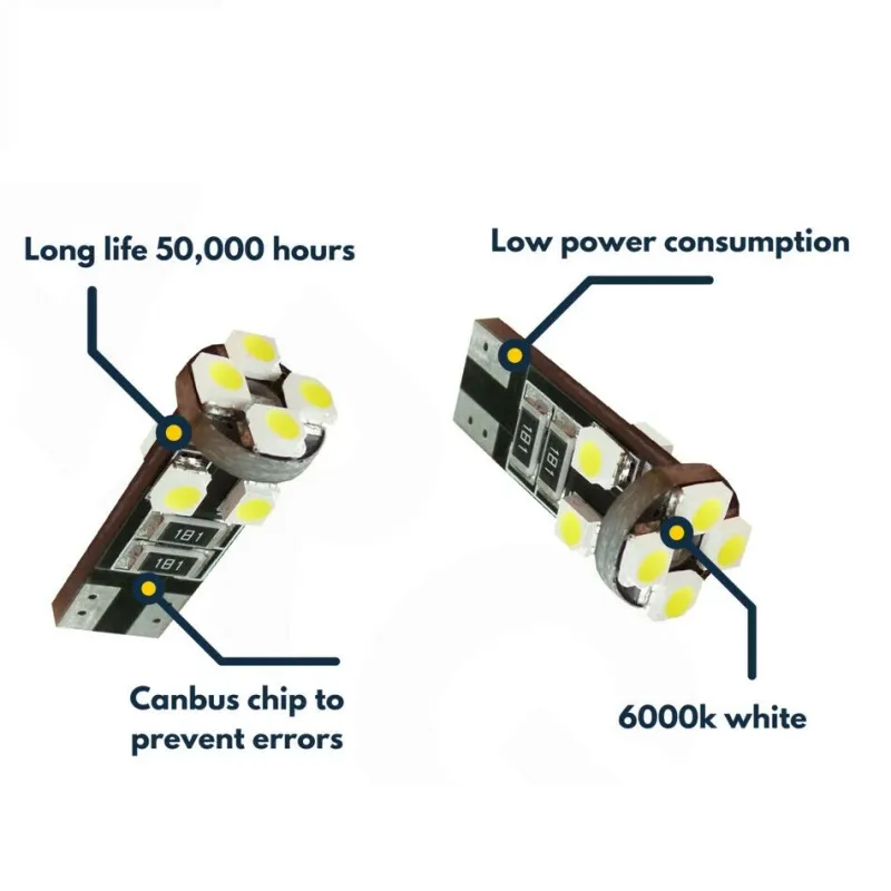 LED Лед Диодни Крушки За Габарит, Т10 W5W, 8 SMD, 12V, Canbus - Error free , Без грешки - 5