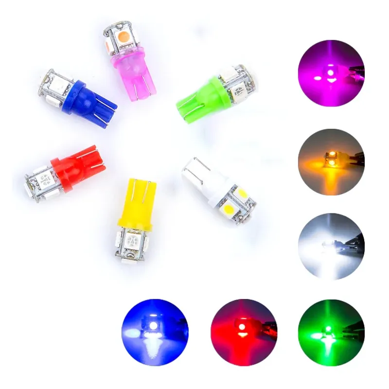 LED Лед Диодни Крушки За Габарит, Т10 W5W, 5 SMD, 12V, 6 Цвята Светлина - 4