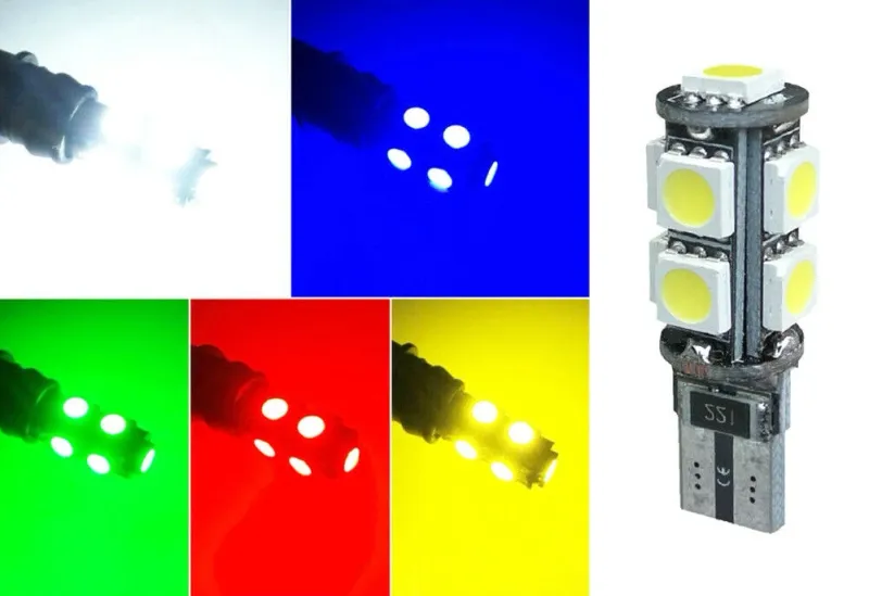 LED Лед Диодни Крушки За Габарит, Т10-5050 W5W, 9 SMD, 12V, 5 Цвята Светлина - 0