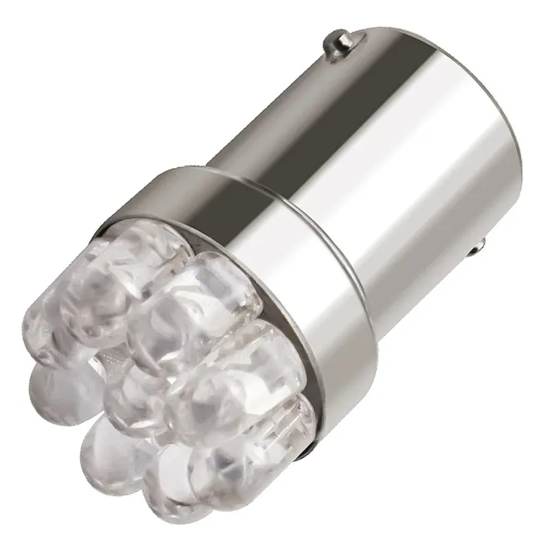 LED Лед Крушки, Mигач, Стоп, Габарит, Халоген, 9 LED, 1156 BA15S ,12V, Бяла, Оранжева, Червена - 2