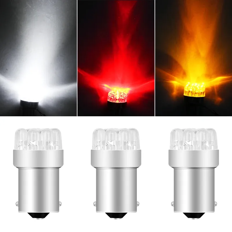 LED Лед Крушки, Mигач, Стоп, Габарит, Халоген, 9 LED, 1156 BA15S ,12V, Бяла, Оранжева, Червена - 5